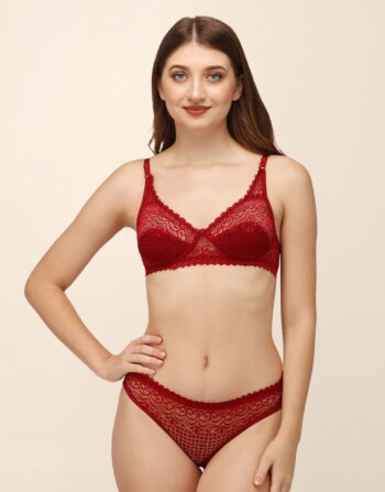 Bra & Panty Set Solid Maroon Lingerie Set
